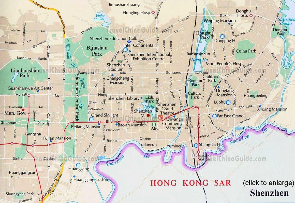 Shenzhen guangdong, Kinija žemėlapyje