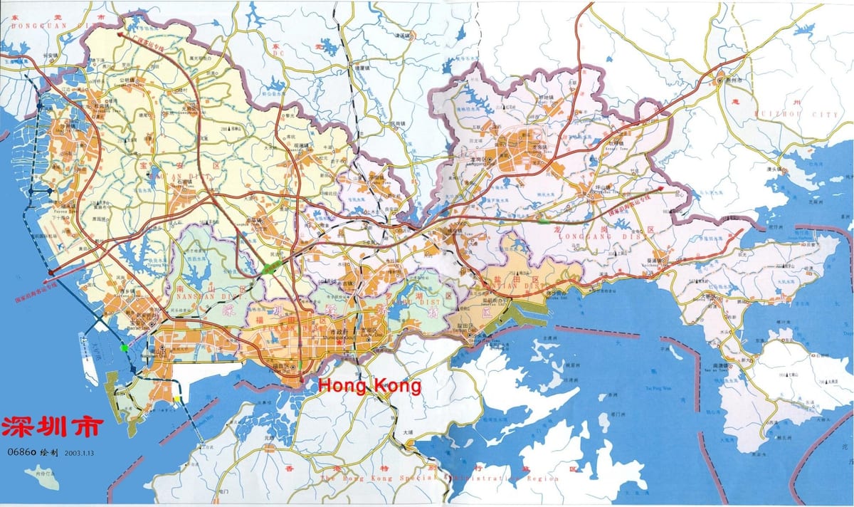 žemėlapis Shenzhen ems Kinija