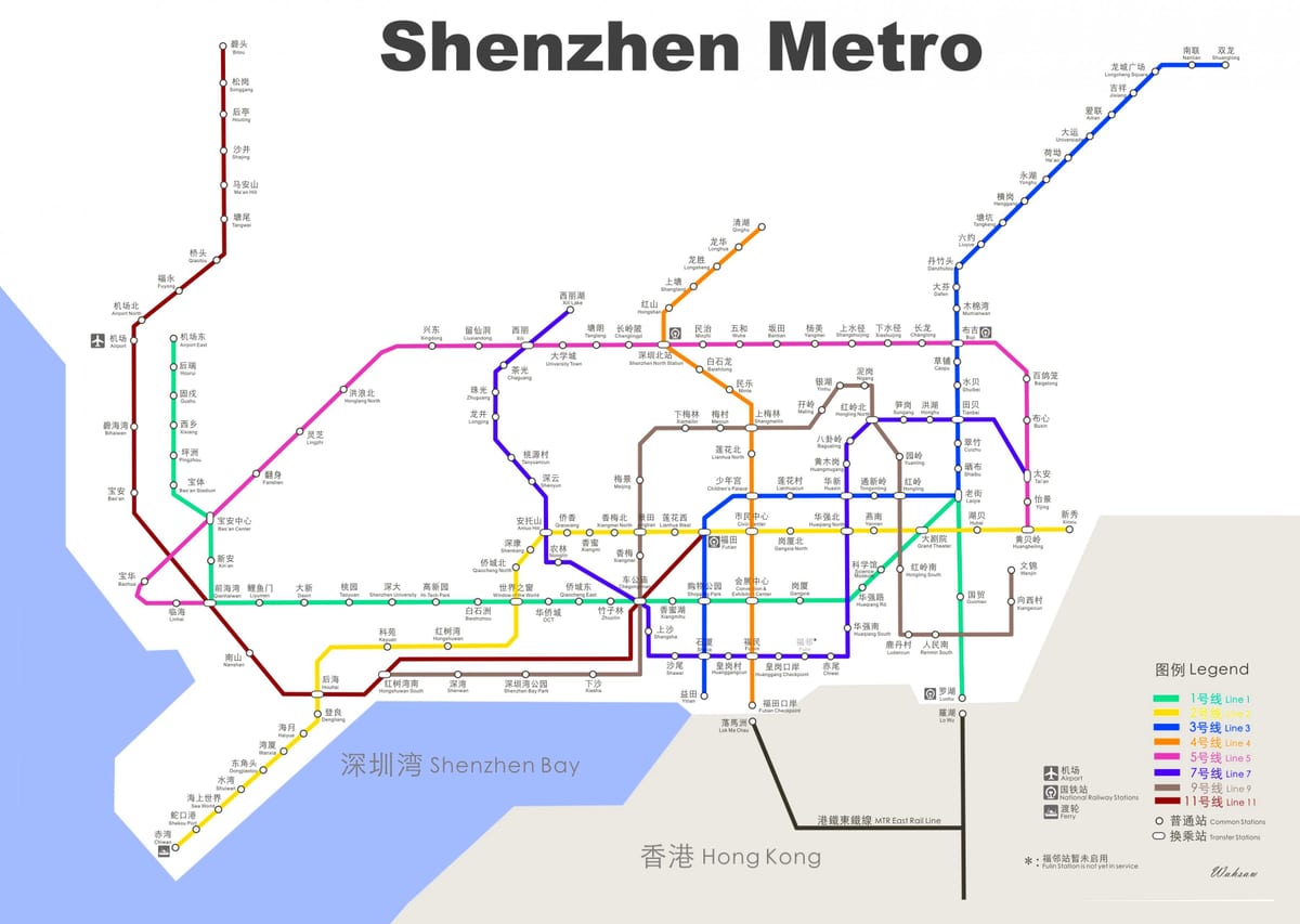 Shenzhen metro žemėlapis 2016