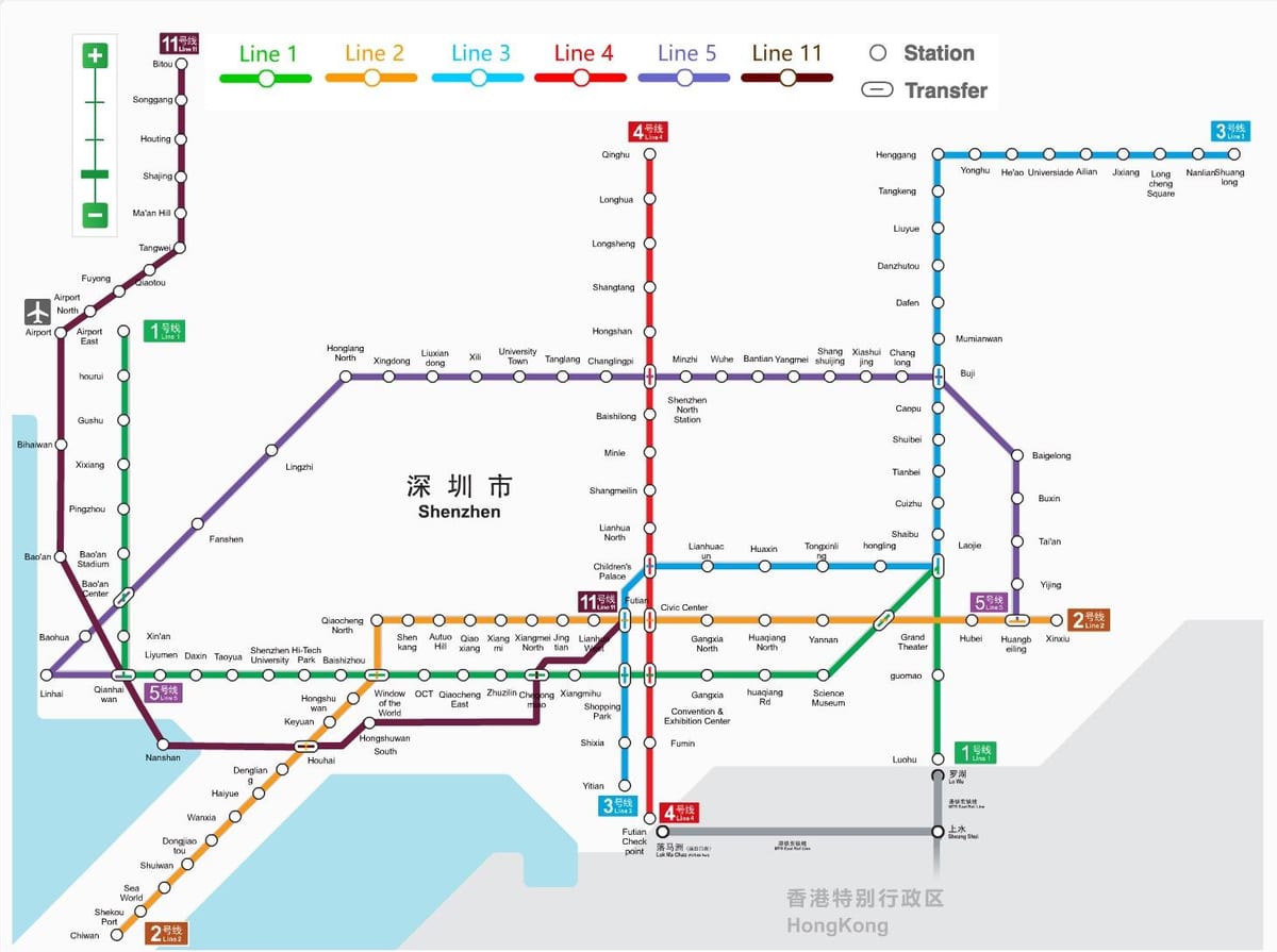 Shenzhen metro žemėlapis 2016