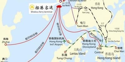 Žemėlapis shekou keltų terminalas